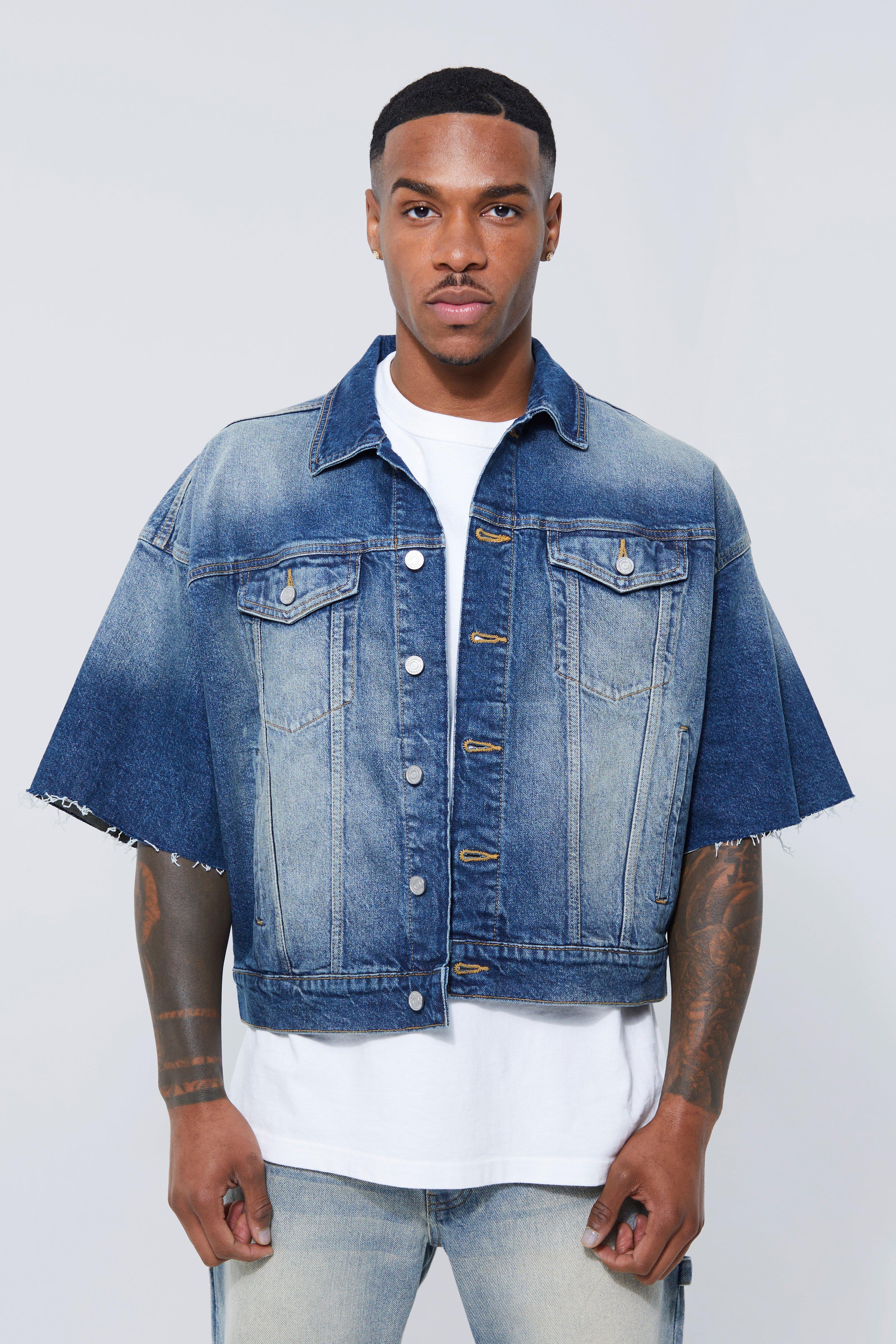 Short sleeve store jean jacket mens